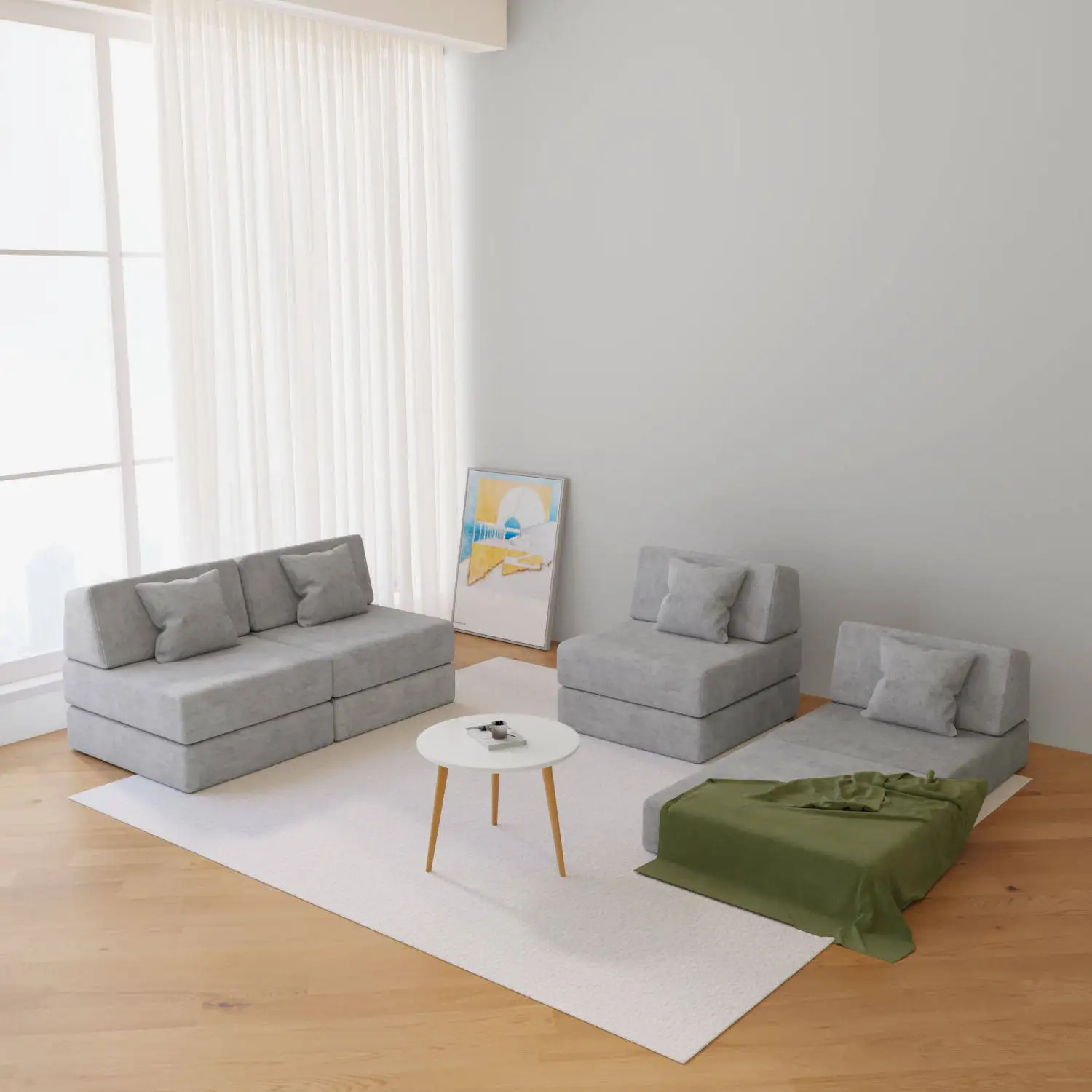 Modern Style Custom Size Compressed Foam Lounge Recline Sofa Set Modular Sectional Couch for Living Room Bedroom Playroom