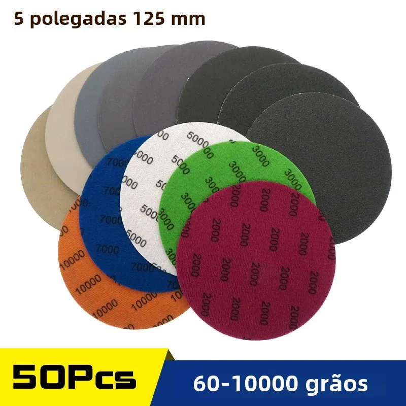 50-pces-5-polegada-125mm-discos-de-lixa-a-prova-dwaterproof-agua-gancho-loop-lixa-de-carboneto-de-silicio-molhado-seco-60-10000-grao-para-polimento-moagem