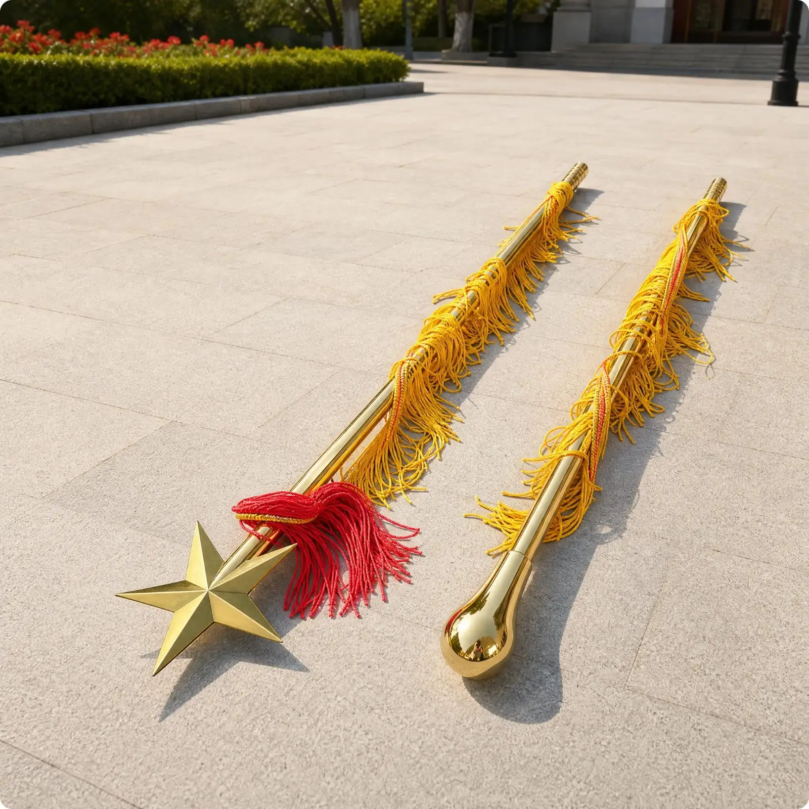 Metal Drum Major Baton 138cm Gold Conductor Wand with Tassels for School Band Rehearsal and Performance