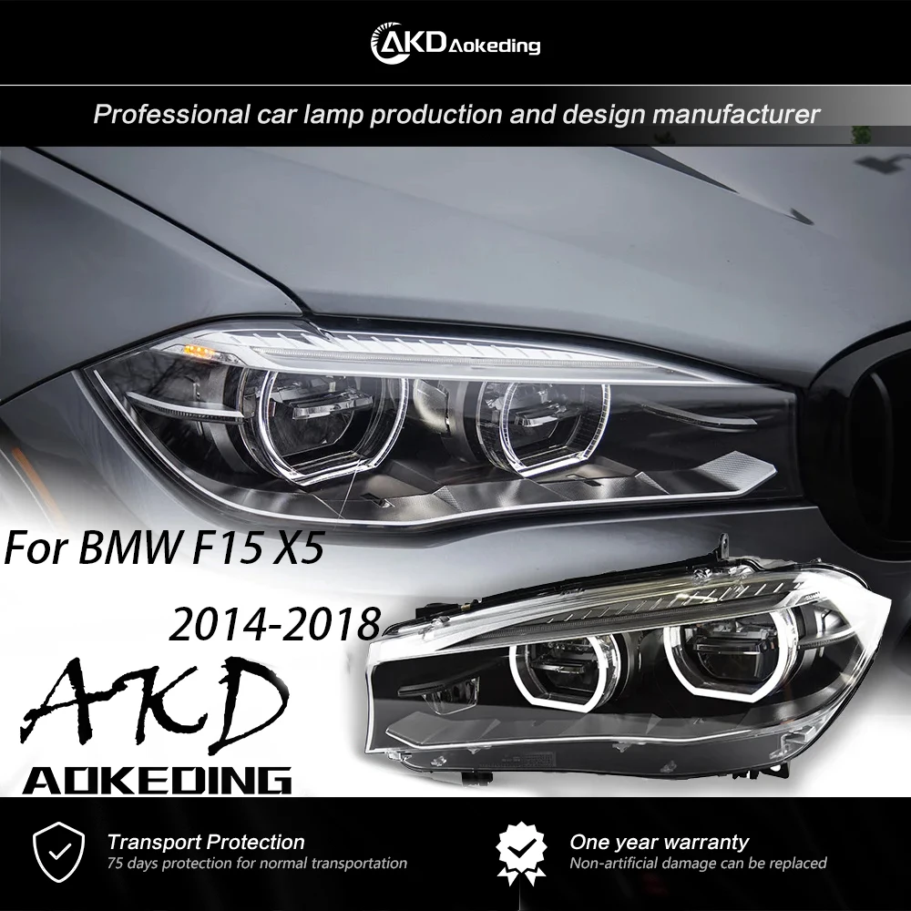 For BMW X5 F15 Head Lamp 2014-2018 X6 Angel Car Accessory Fog Lights Day Running Light DRL H7 LED Bi Xenon Bulb Headlights