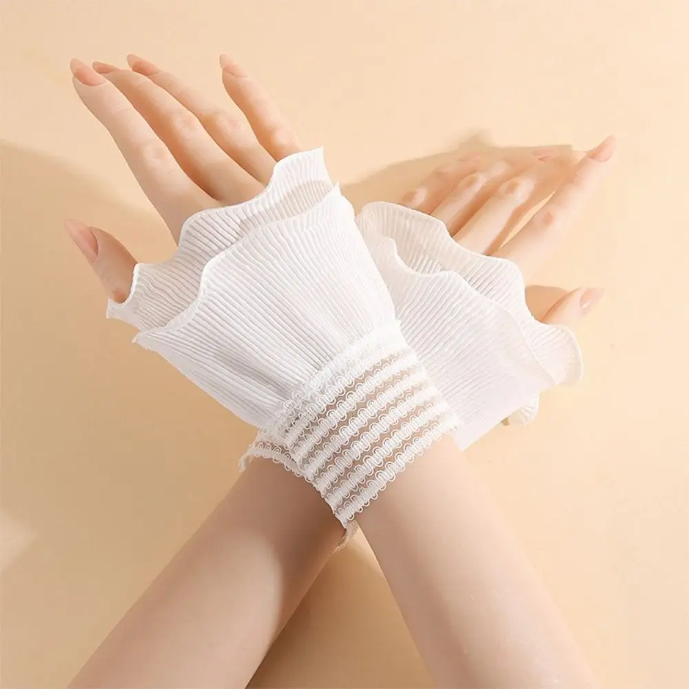 جديد متعدد الطبقات كشكش وهمية الكفة انفصال أبيض أسود كاذبة الأكمام الأصفاد الدانتيل الكفة