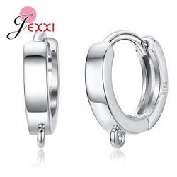 Wholesale Price 1 Pairs Round Hoop DIY Earrings Findings Stamped Silver Jewelry For Women Accessories