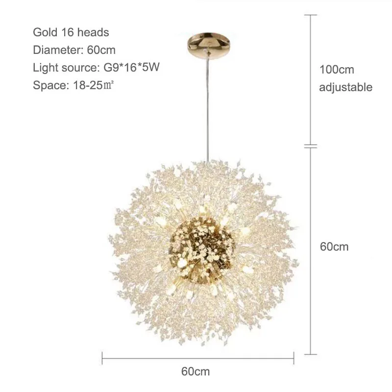 Nordic Kristallen Kroonluchter Moderne Paardebloem Kroonluchter Plafondlamp Woonkamer Slaapkamer Eetkamer Interieur Decoratieve Lamp - afbeelding 1