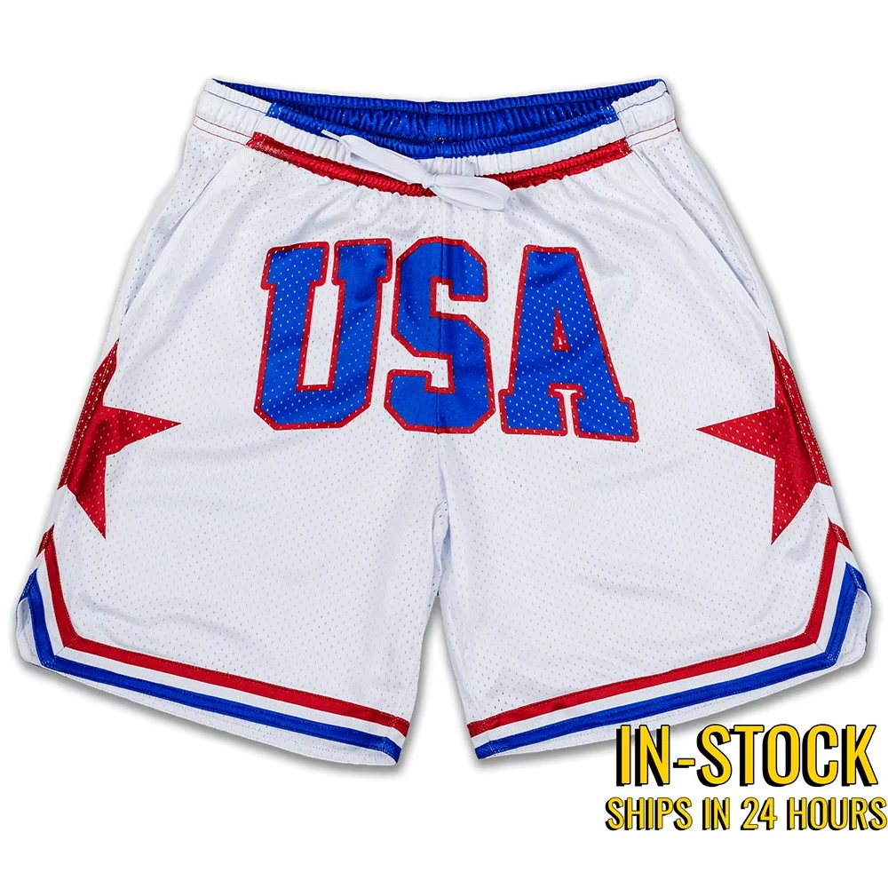 

Summer USA Miracle on Ice Retro Mesh Shorts Kid/Adult Sports Basketball Shorts Oversized Breathable Quick Drying Men's Shorts