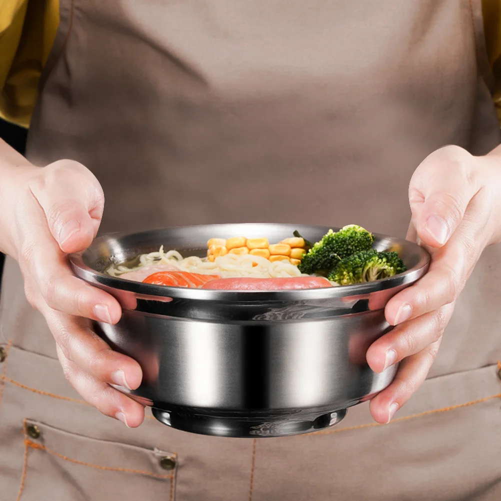 

Stainless Steel Soup Bowl 16Cm Large Double Layer Rice Bowl Anti-Scald Porridge Bowls Food Bowls Set Double-Wall Design