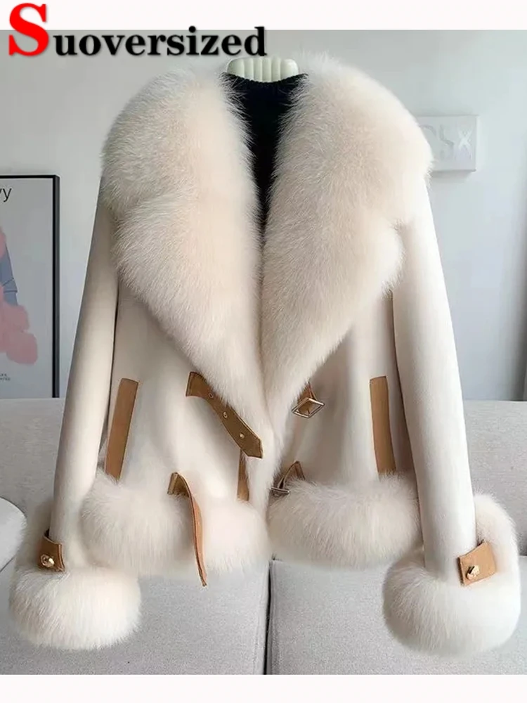 Hochwertige Winter-Kunst pelz jacken Luxus pelzige Revers mäntel koreanische Mode warme Chaquetas doppelseitige Frauen Plüsch Oberbekleidung