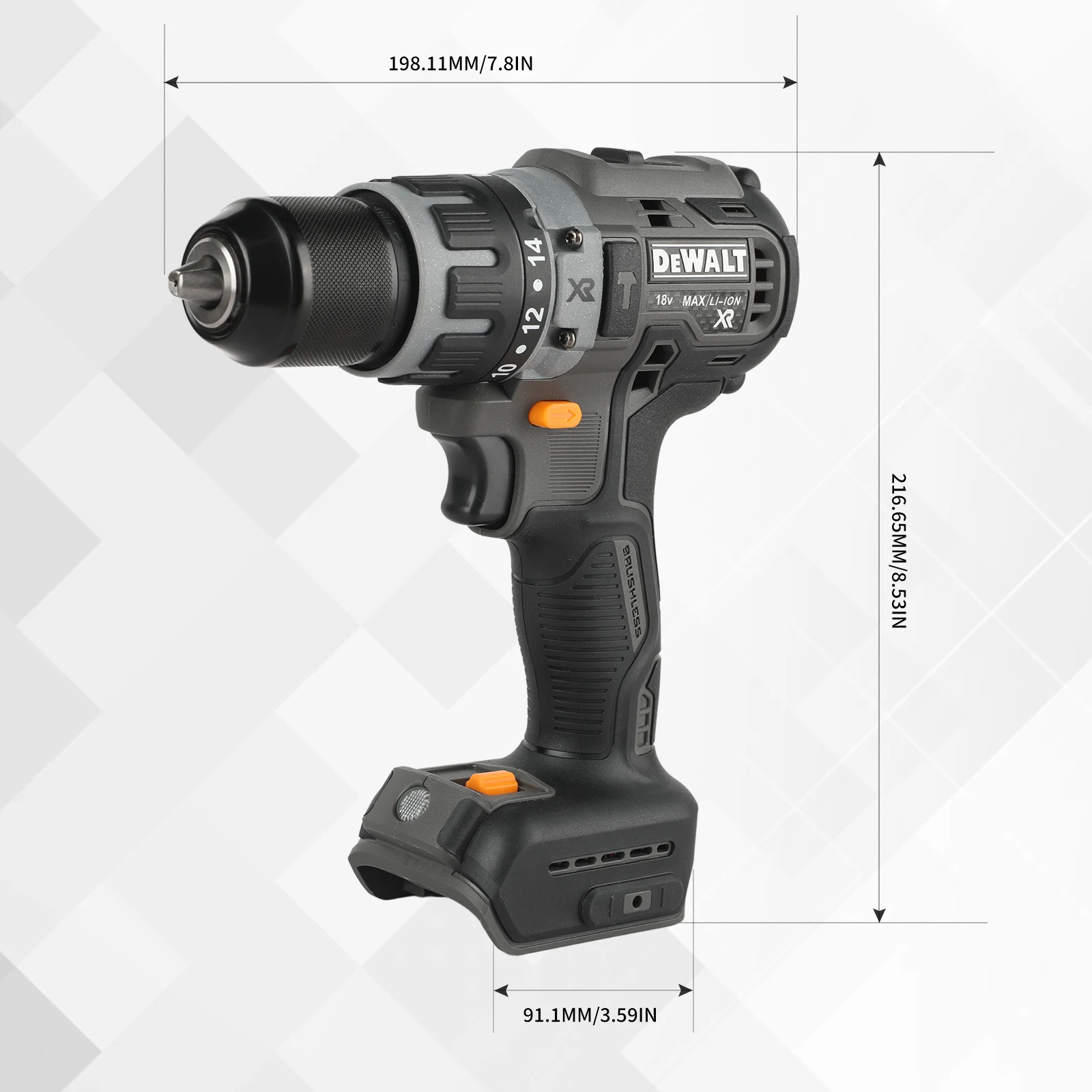 Obeng Listrik Multifungsi Tanpa Kabel DEWALT 85m 20V Brushless, Dapat Diisi Ulang, Bor Tangan, Bor Palu