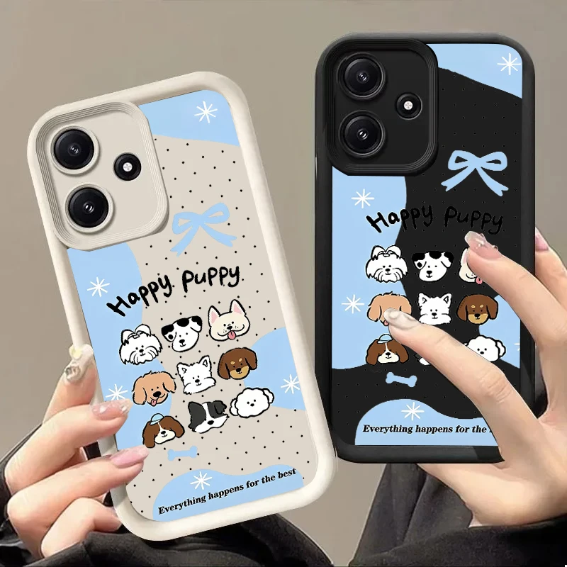 Happy Puppy Handyhülle mit Ledertextur, Anti-Drop-Schutzhülle für Motorola Moto G04 G14 E13 G34 G10 G20 G30 G22 4G G24/G24 Power G53G84