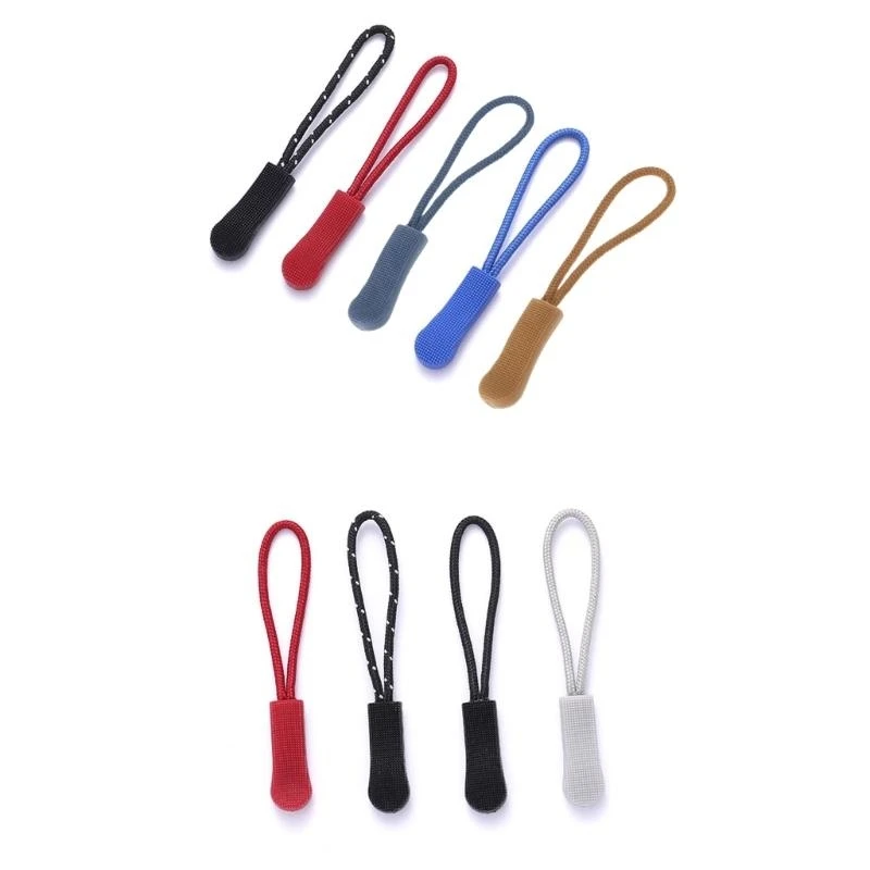 R1WE 10pcs Zipper Pull Puller End Fit Rope Tag Replacement Clip Broken Buckle Fixer