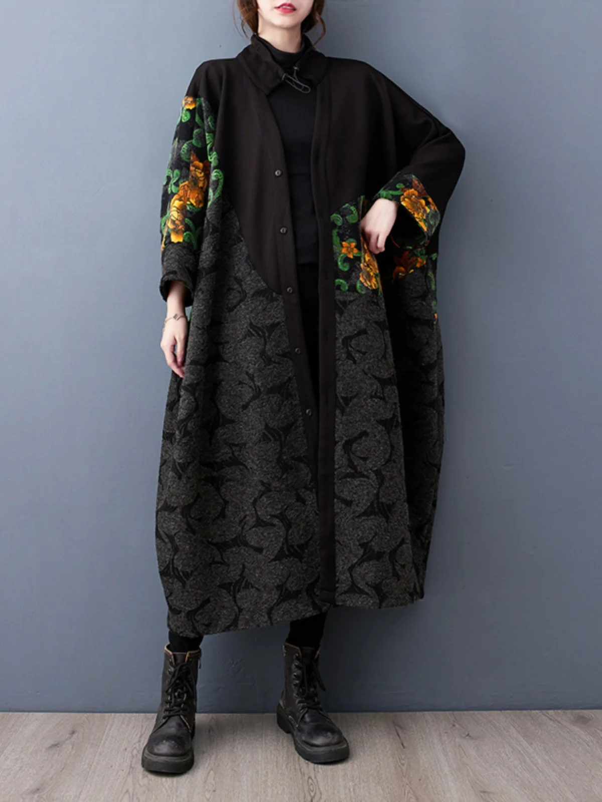 

Осенне-зимнее женское пальто с длинным светом и воротником-стойкой больших размеров, утягивающее открытое пальто-кардиган