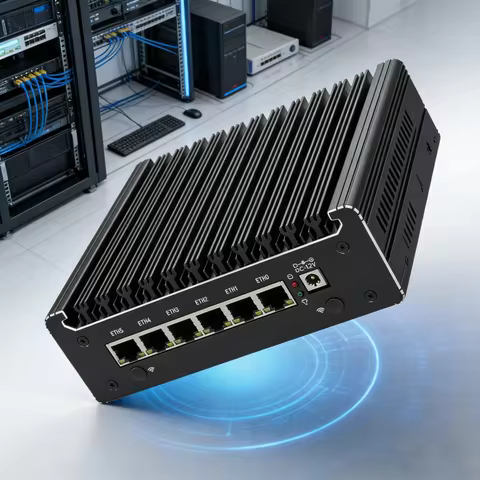 Topton Solid Firewall Fanless Mini PC Intel 8505 7505 6305 6x 2.5G LANs DDR4 NVMe 1*COM Type-C pfSense OPNsense Mini Computer