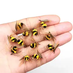 10Pcs Insect Hook Bait Random Color Bumble Bee/Ant Bionic Bait Fly Trout Fishing Lures Artificial Bait Fishing Bait Treble Hooks