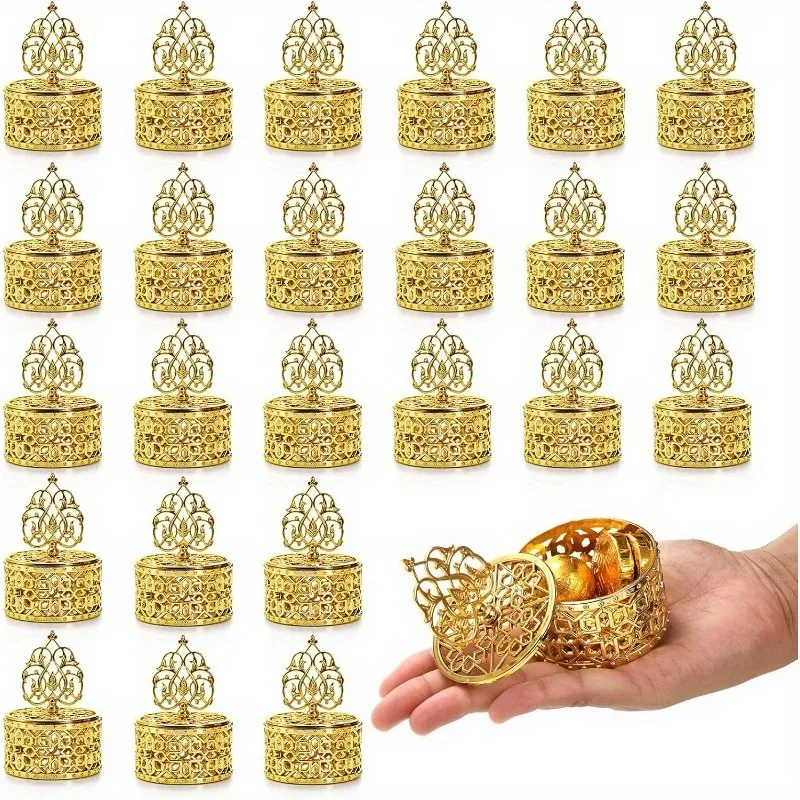 

24pcs/set Candy Gift Box for Wedding Favors Creative Tinplate Container for Chocolates & Snacks Reusable Party Decoration