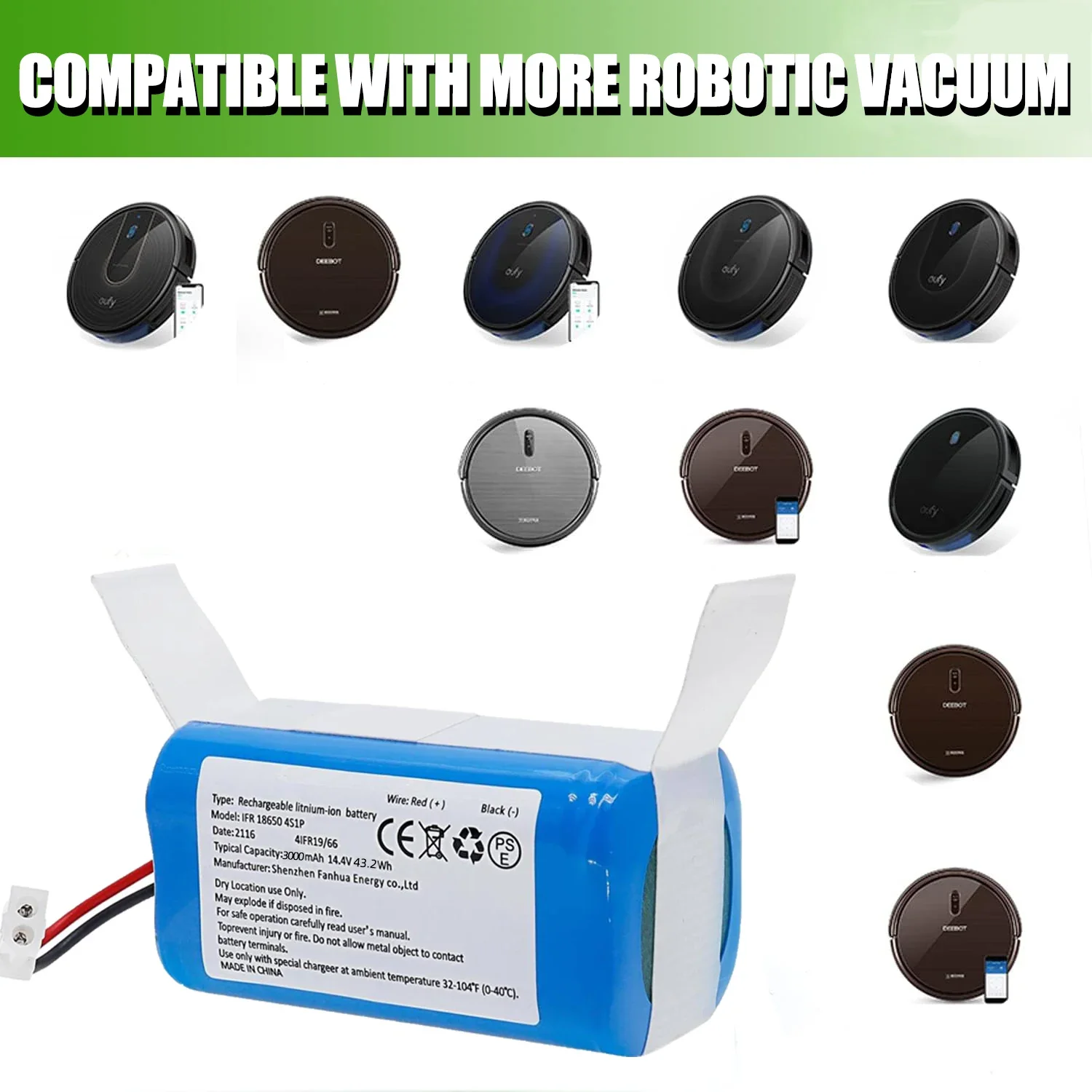 SKOWER 14.4V Battery for BobSweep Pro PetHair Standard Bissell SpinWave Vacuum Xiaomi Mi Robot Vacuum-Mop Essential G1 MJSTG1