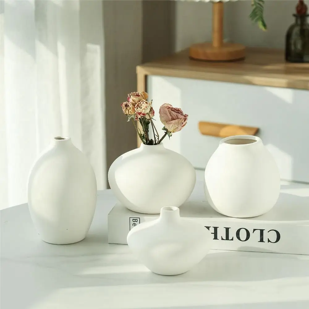 Nordic Style Ceramic Vase Ceramic Vase Dried Flower Decor Desktop Ornaments Table Flower Vase Bouquets Vases