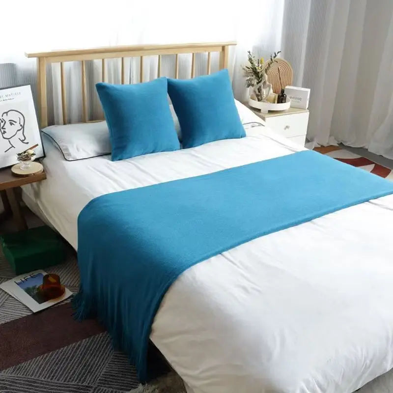 Hot Sales Water Ripple Bed Runner Throw Home Hotel Decoration Bed Flag Wedding Bedroom Bed Tail Towel Pillowcase Laying Blanket