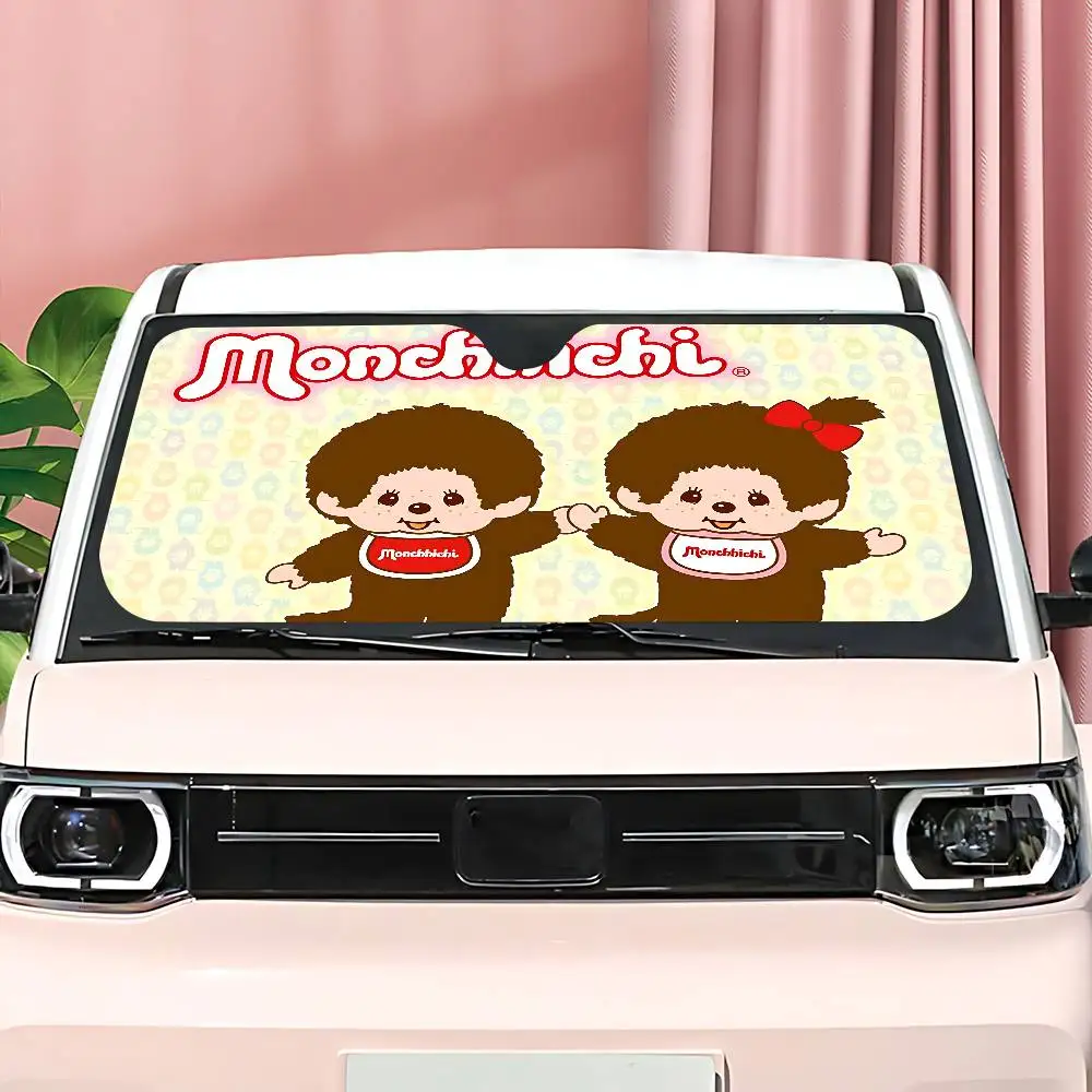 أنيمي M-Monchhichi-S زجاج سيارة الشمس الظل طوي سيارة الجبهة يغطي مظلة السيارة لملحقات السيارات كتل الأشعة فوق البنفسجية