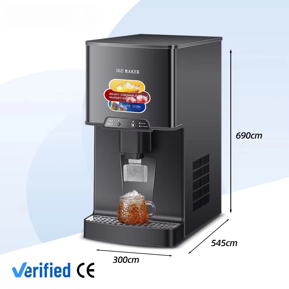 Desktop Automatic Ice Machine 120KG/24h Chewable Pebble Ice Cube Maker with Auto Dispensing for Wholesale