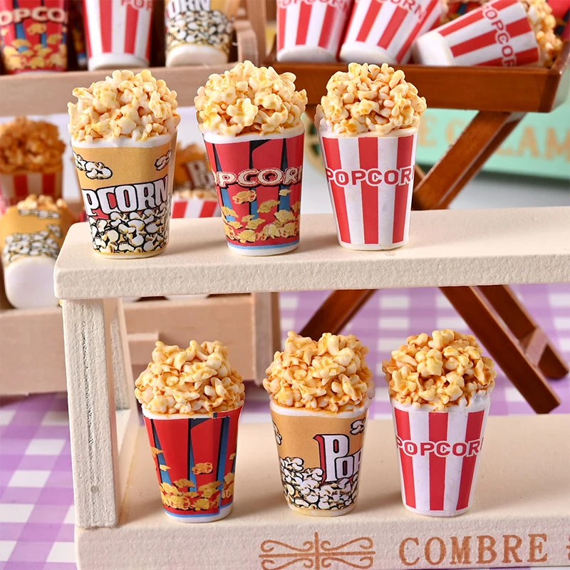 10Pcs Dollhouse Mini Simulation Popcorn Bucket Model Home DIY Decorative Ornaments 1:12 Dollhouse Accessories Children's Gifts
