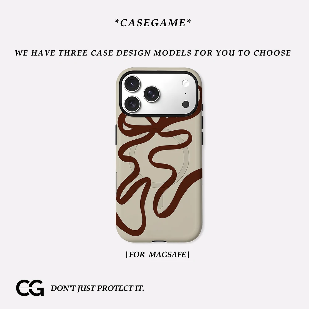 

Чехол Chocolate Bow Twist для iPhone17 с магнитным чехлом для телефона для IPhone 17, 16, 15, 14 Pro Max Plus, одинарный двухслойный чехол