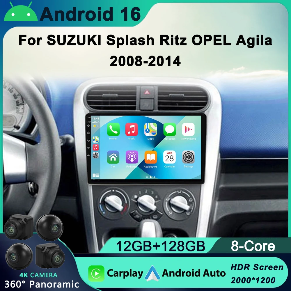 

Android 16 Car Radio Player For OPEL Agila 2008-2014 For SUZUKI Splash Ritz 2008-2014 GPS Navigation Stereo Unit WIFI