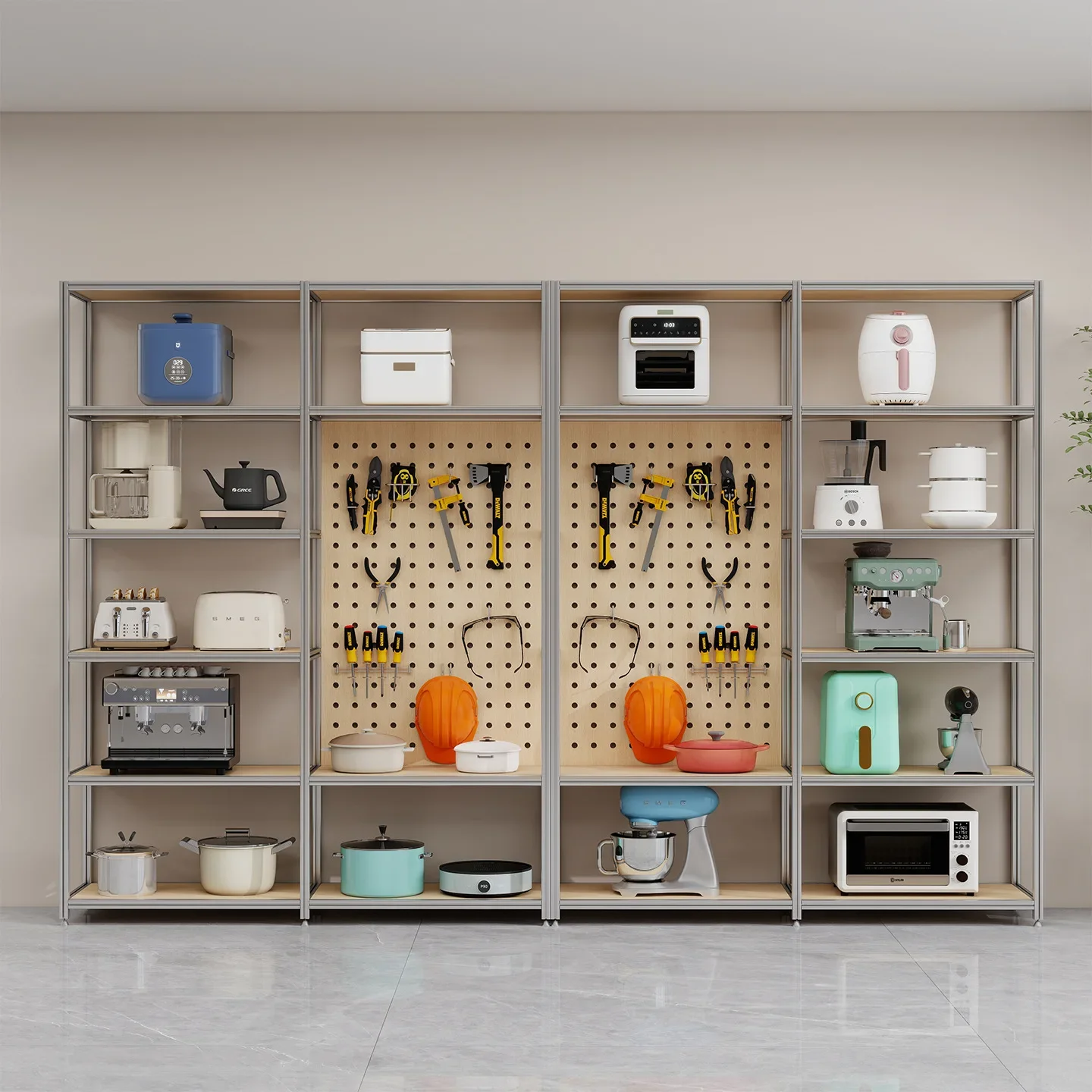 Industrial wind aluminum profile multi-layer baffle rack toolbox display stand