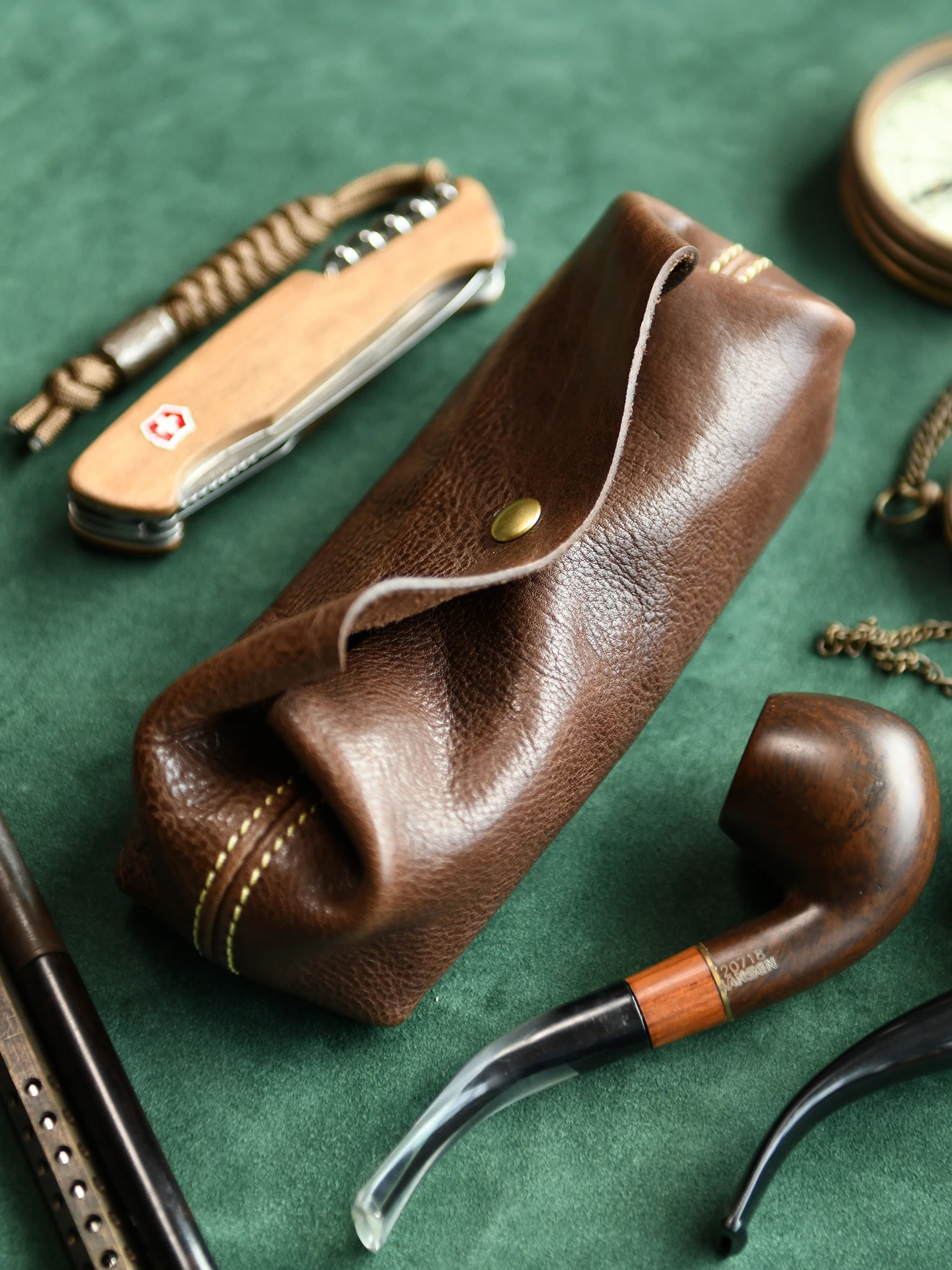 

Original Design Pure Cowhide Leather Storage Bag Retro Sle Portable eup Bag Stationery Pipe Storage Case Soft Leather Bag