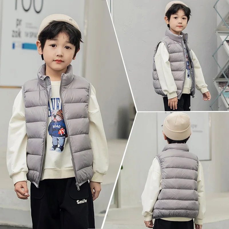 0-10℃ 2-14 Years Children Ultra Light 90% White Duck Down Vests Fall Baby Girls Liner Thin Warm Waistcoats for Boys Kids&nbsp