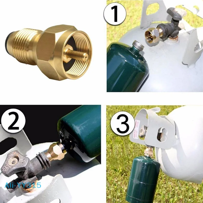 【Y】Propane Tank Refill Adapter Gas Cylinder Canister Filler Coupler Brass Accessories For 1LB Small Cylinders