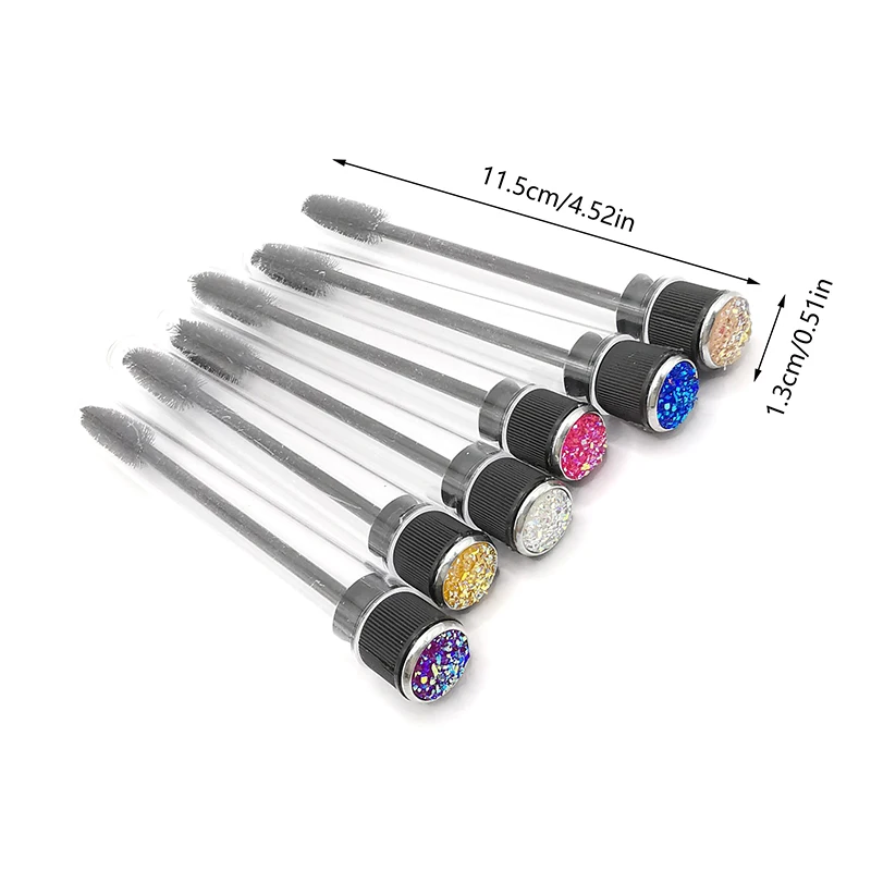 1pcs Keyring Eyelash Spoolies Brush Mascara Wand Tubes With Diamond Key Chain Eyelash Extension Makeup Tools