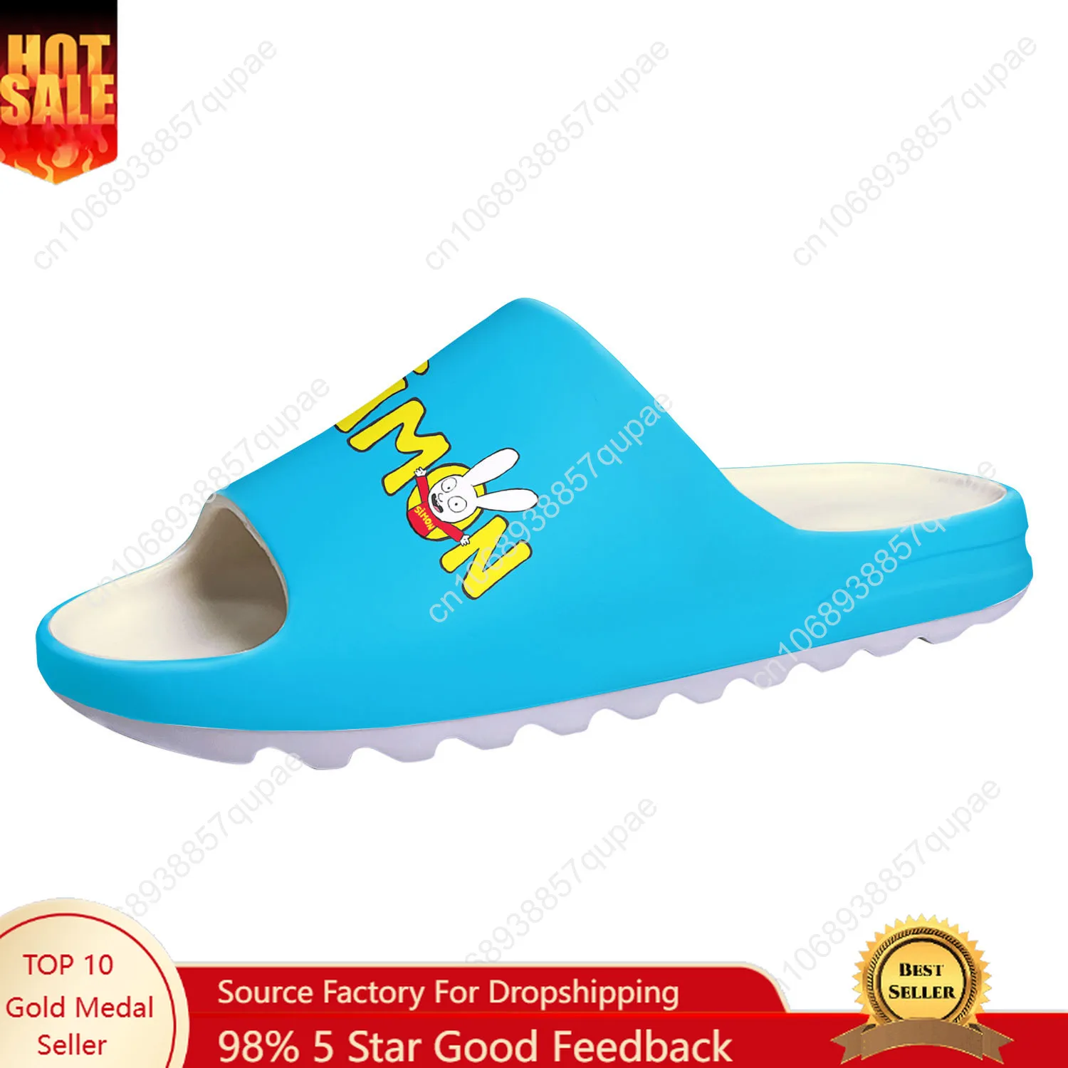 

Simon Logo Pattern Bunny Cartoon Soft Sole Sllipers Home Clogs Step On Water Shoe Men Women Teenager Customized Step in Sandals