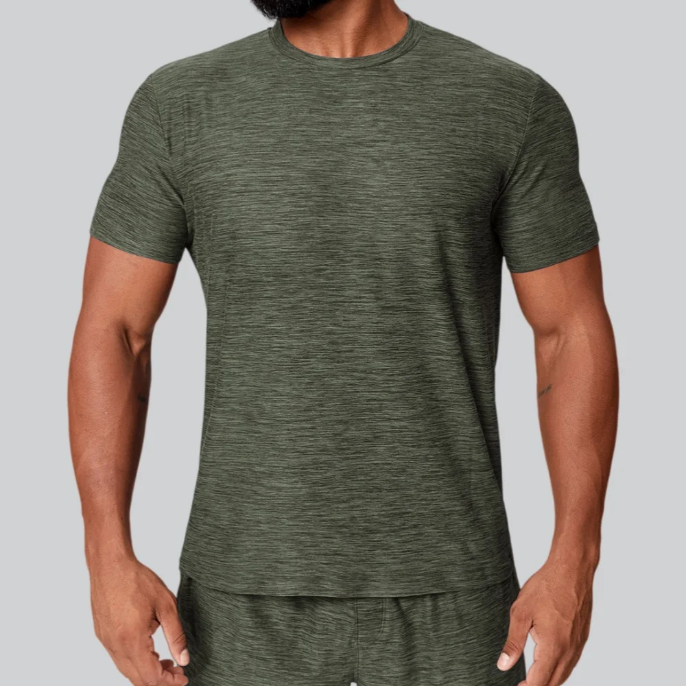 Men's Summer Fitness Quick Dry T-Shirt Sportswear Gym Running Workouts Sports Short Sleeve Tops Outdoor Casual Solid Color Tees