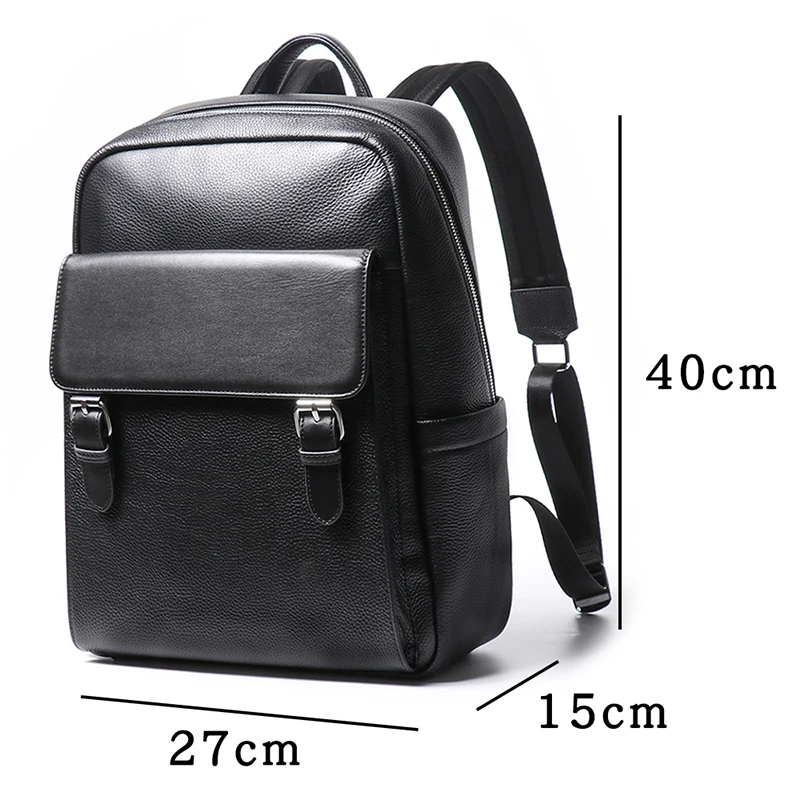 New Cowhide Schoolbag Large Capacity Trolley Bags Travel Backpack Retro Style Men\'s Bags Laptop Bags