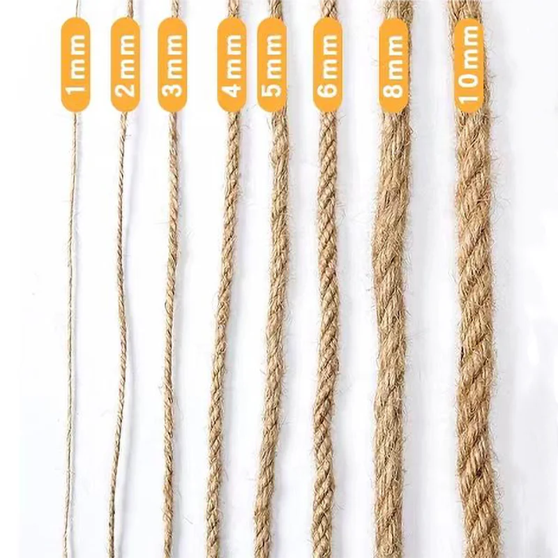 1/2/3/4/5/6/8/10mm Macrame Jute Rope Cotton Cord Twisted Thread Macrame Supplies DIY Crafts Gift Wrapping Home Decortion