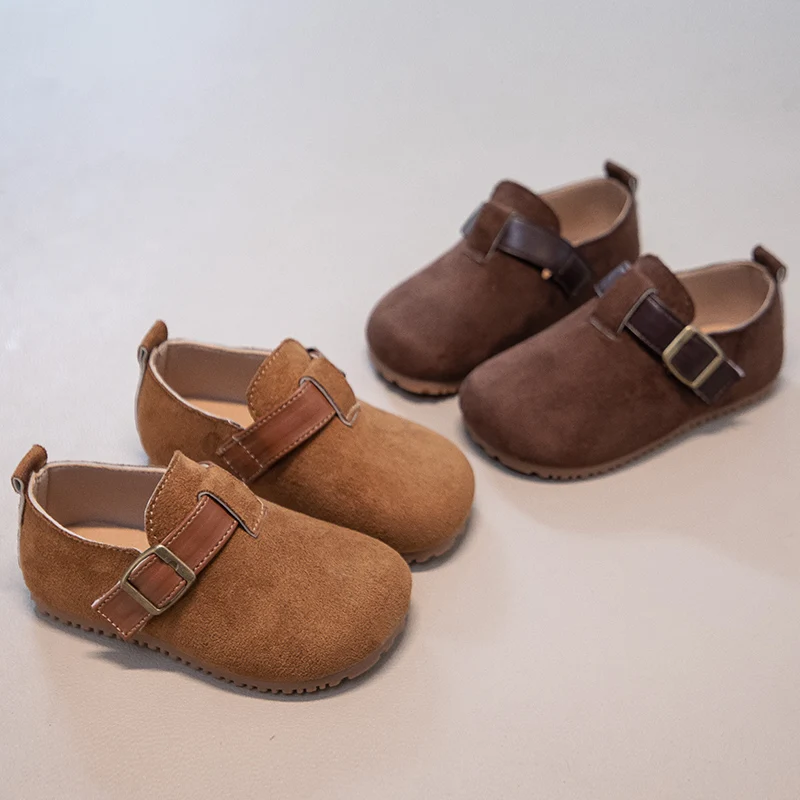 

YUYIN Children Flat Shoes Suede for Kids Moccasins Non-slip Soft Sole 2026 Brand Boys Girls Leather Shoes Retro Trendy Sneakers