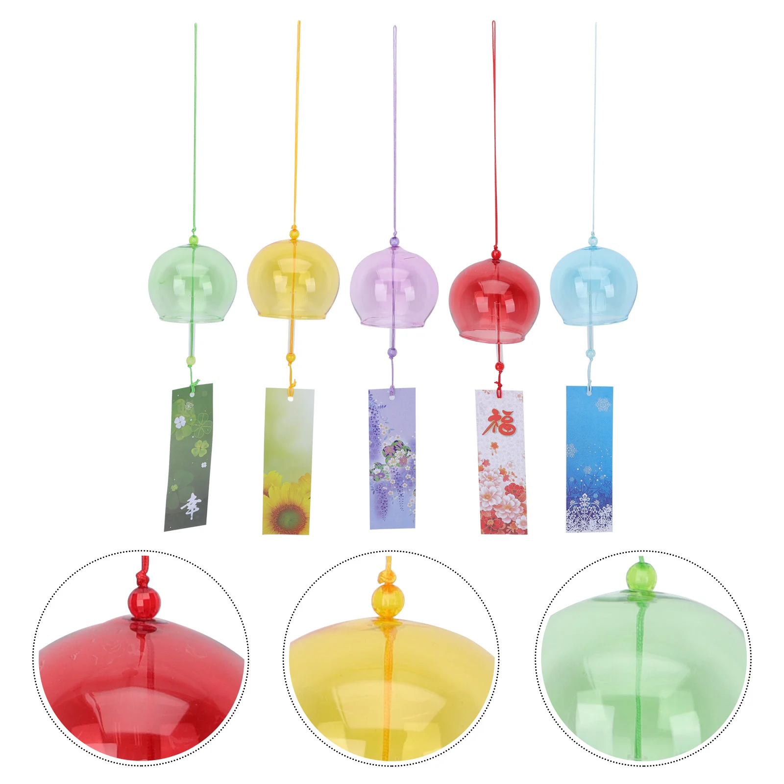 

5 Pcs Glass Wind Chimes Shop Decoration Fence Bells Hanging Window Decorative Pendant Wedding
