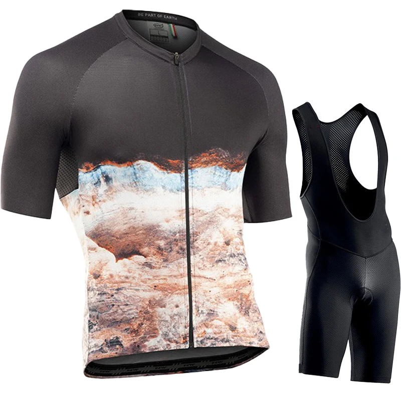 Summer Cycling Jersey Set Men Short Sleeve Road Bike Shirt Breathable Mesh Padded Bib Shorts Lightweight Outdoor Training Wear