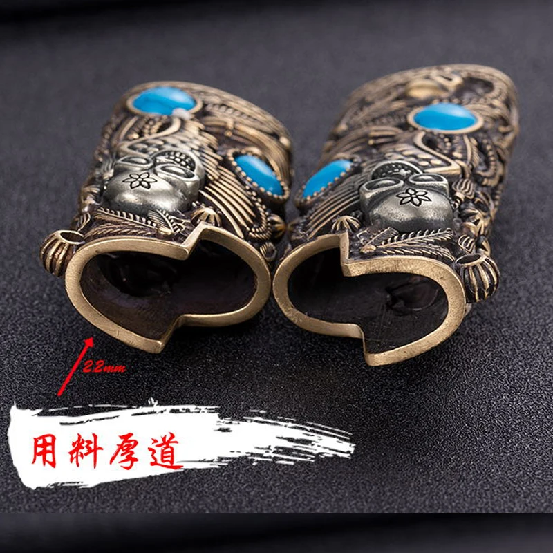 Metal Brass Snakeskin Skull Agate DecorationExplosion-Proof Gas Lighter Cover Box For BICJ25 J5 J3