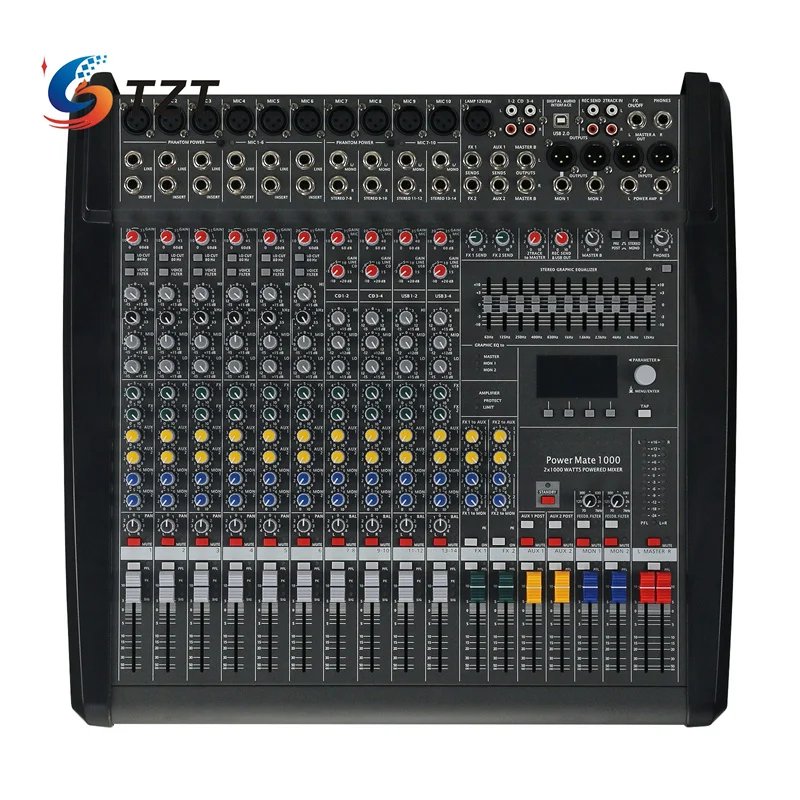 Imagem -06 - Professional Mixing Console Audio Mixer Mixer Alimentado 2x1200w Saída para Dynacord dj Stage Tzt-pm10003