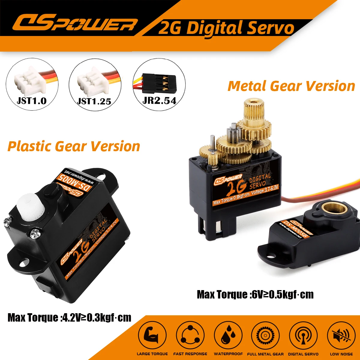 

DSpower 2G Micro Servo Plastic/Metal Gear Motor Servo JR/JST for RC Fixed-wing Helicopter Airplane Glider Mini Car Boat Robot