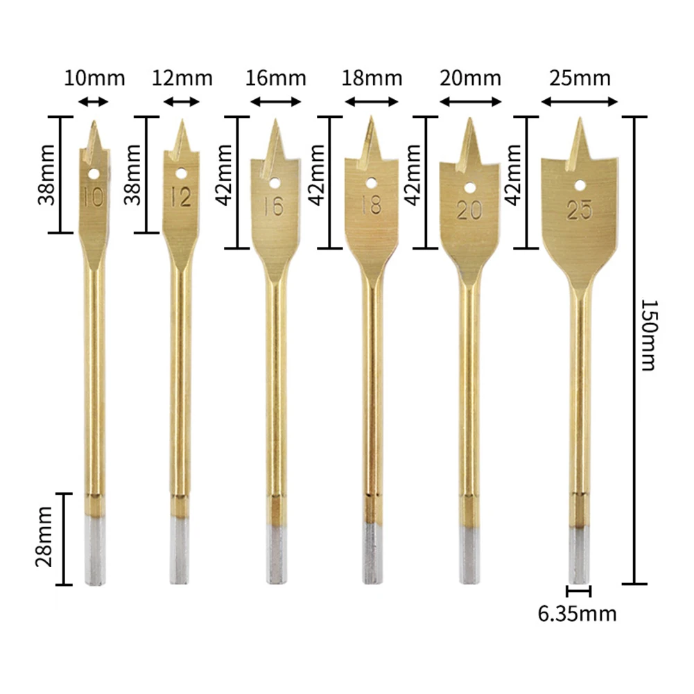 木工用ドリルビット,高炭素鋼,フラットゴールド,hcs,HRC50-HRC58,新品,10〜25mm, 1個