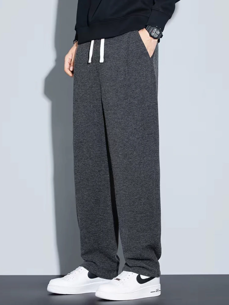 

Мужские трикотажные повседневные брюки свободного кроя с эластичной талией, удобные, универсальные, осенне-зимние, модные, стройнящие, длинные брюки