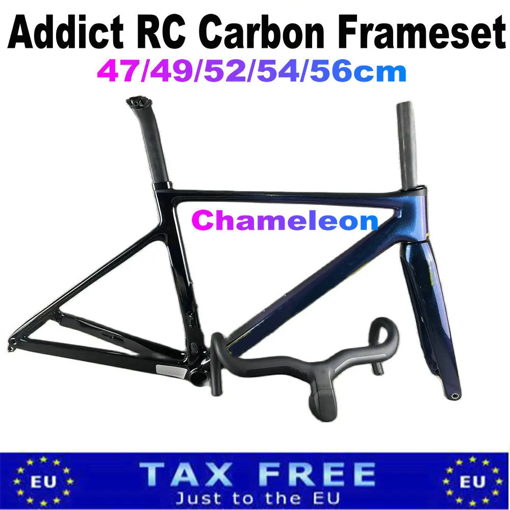 Addict RC Chameleon Road Carbon Frames, Disc Brake Bike Frame with Fork Seat Post, Headset Handlebar, 30 Colors DPD