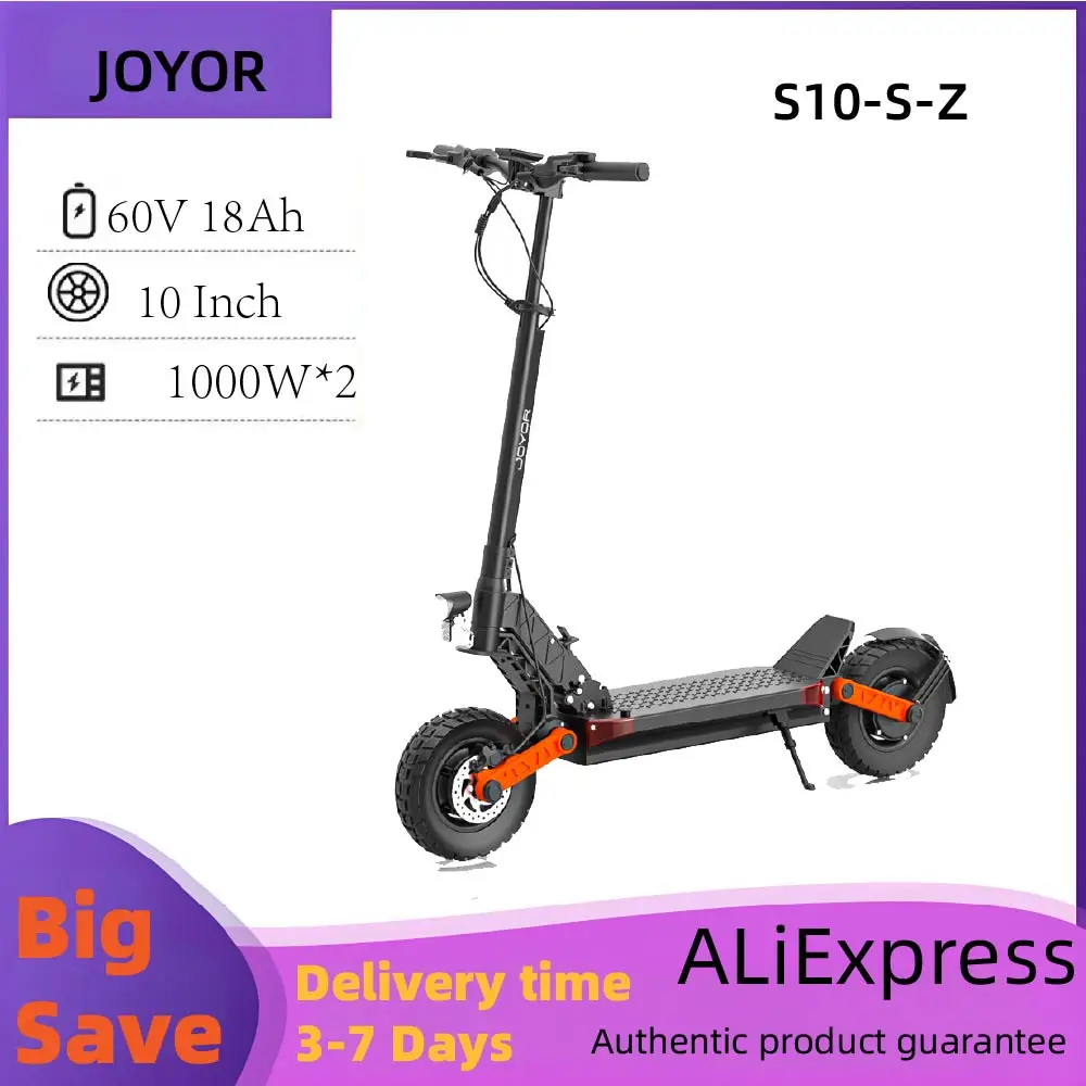 Joyor S10-S-Z Adult E-scooter 1000W*2 Motor 60V 18Ah Battery Escooter 10 Inch Off Road Tire Off Road Electric Scooter