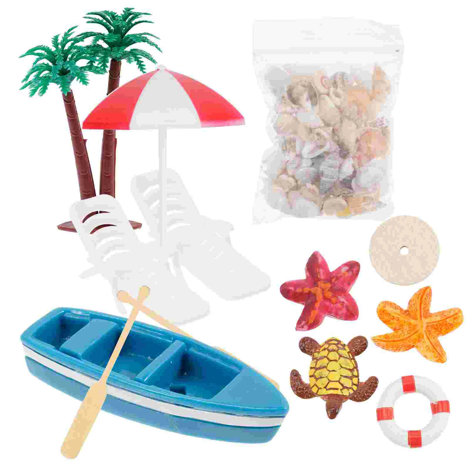 House Beach Micro Landscape Accessories Style Decor Summer Scene Kids Pretend Play Toy Mini Decoration Prop Ornament for