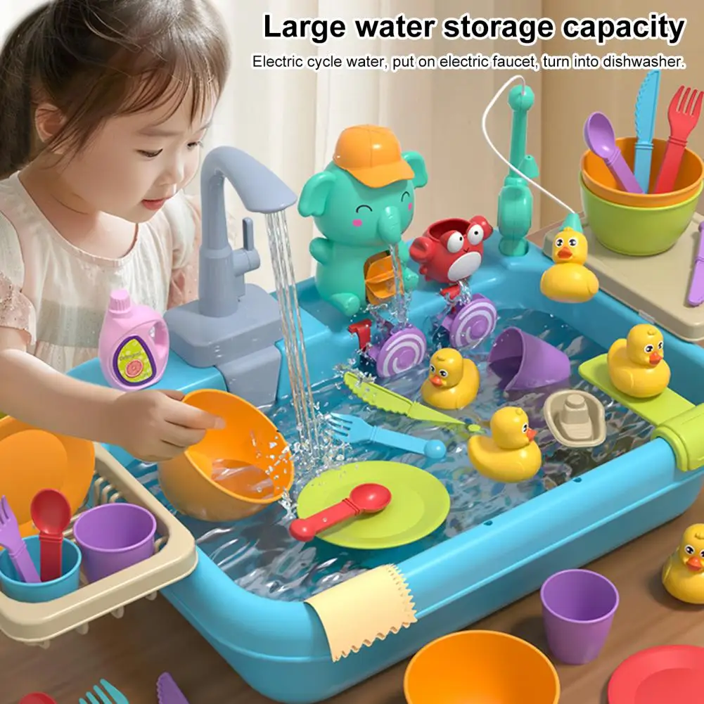 Educational Water Play Toy for Children Kids Kitchen Sink Toy Set with Water Slide Track Magnetic Fishing for Toddlers for Kids