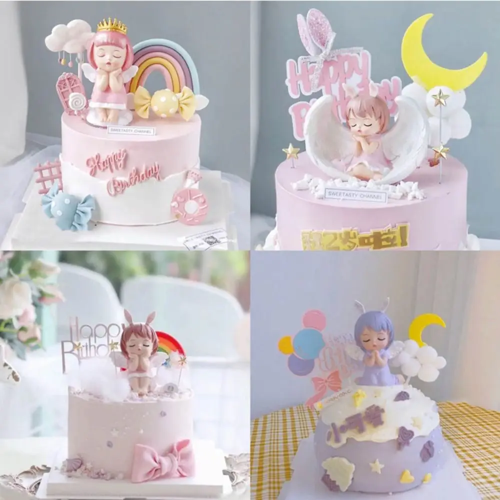 Fashion PVC Anime Figure Cake Topper Girl DIY Angel Cake Topper Colorful Barking Angel ornaments Home