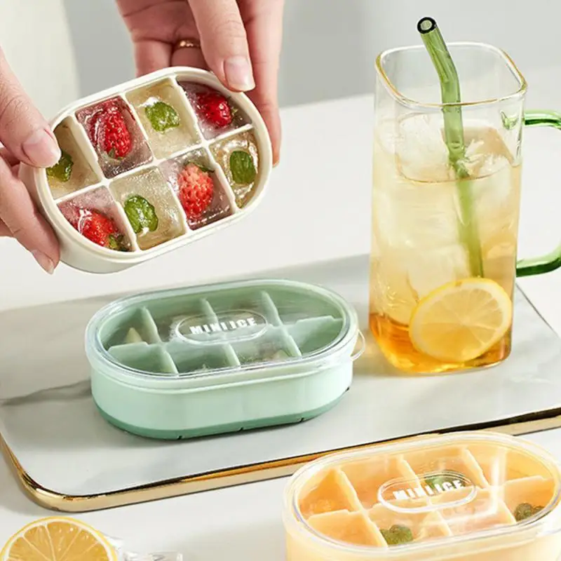 Ice Cube Mold Silicone 8 Grid Ice Cube Tray Square Ice Tray Mould Easy Release Silicone Ice Cube Forms Bar Kitchen Accessories