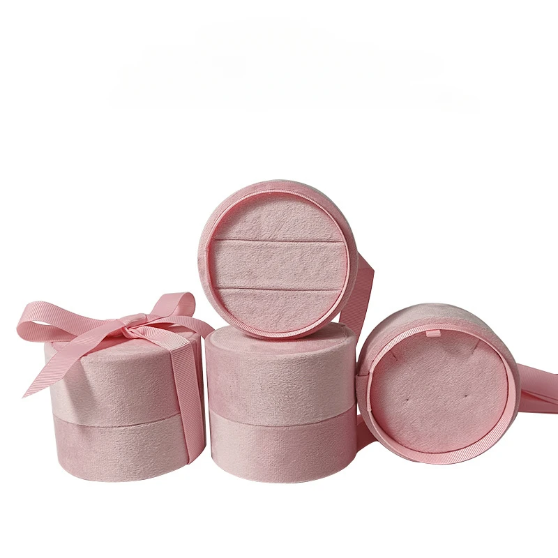 Soft Velvet Bow Ring Box Large Capacity Ribbon Flannelette Box Necklace Ring Jewelry Box Pillow Packing Case