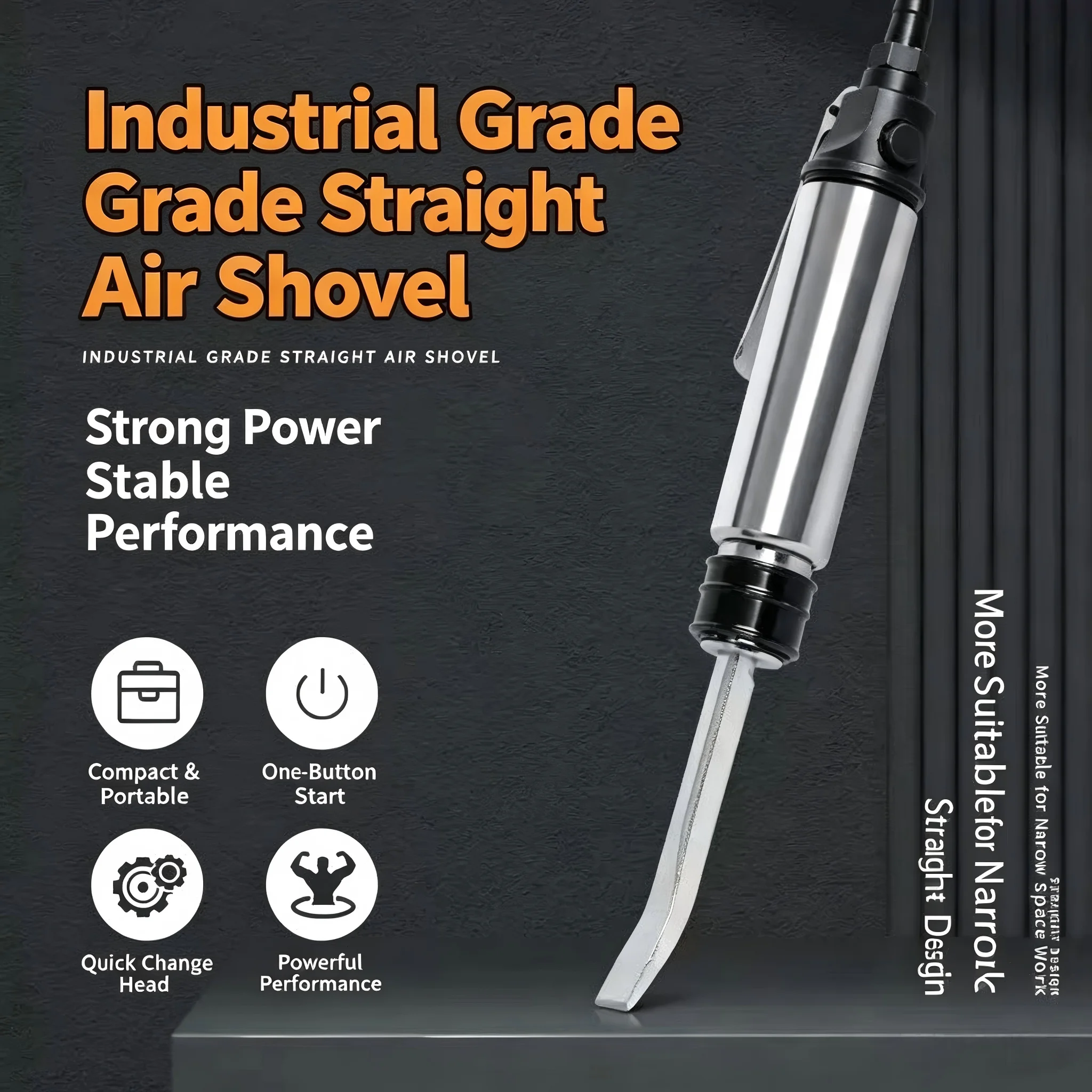 New Straight Type Air Pneumatic Shovel Hammer Industrial Powerful Handle Straight Type Air Chisel Pneumatic Hammer Shovel Tool